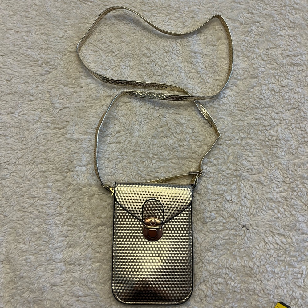 Gold Shimmer Crossbody Phone Bag